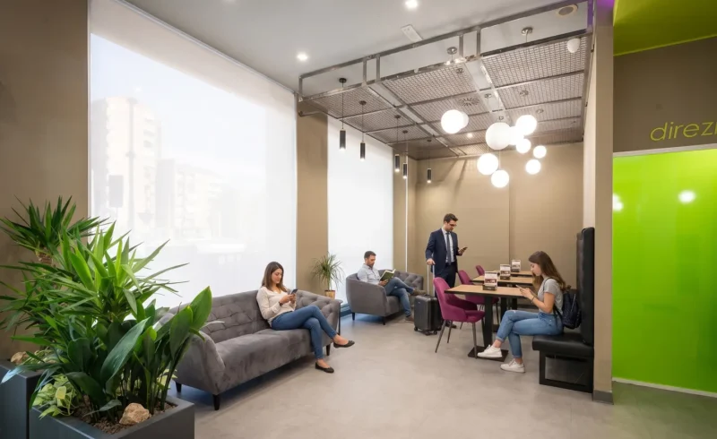 Area lounge moderna e accogliente